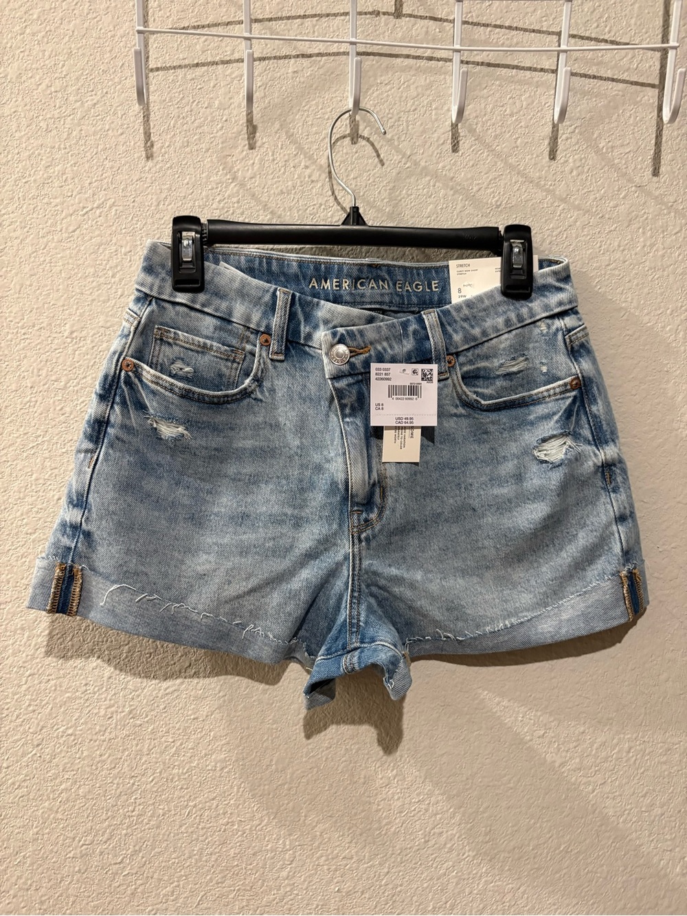 American Eagle Outfitters Light Wash Distressed Denim Shorts
